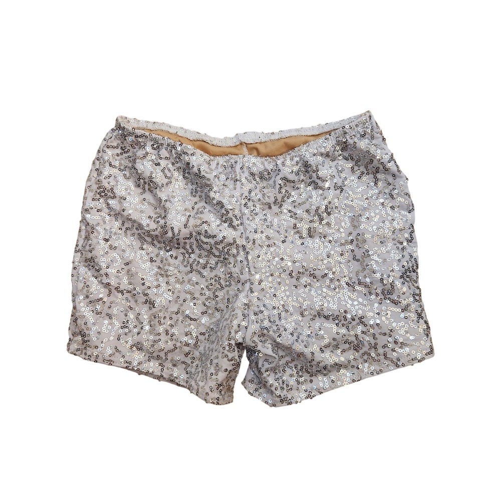 Weissman MC Sequin‎ Shorts Silver Child Dance Performance Costume Sz 10-12